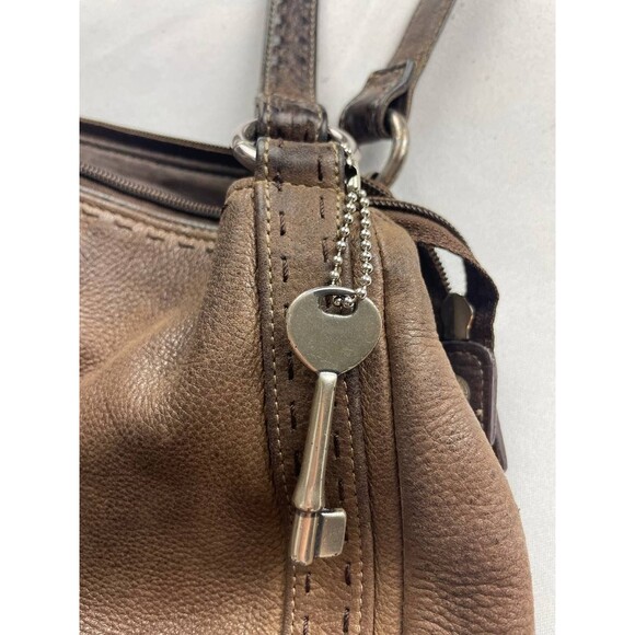 Vintage Fossil Brown Pebbled Leather Handbag Purse Hobo Shoulder Bag - Picture 2 of 10